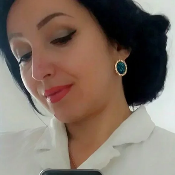 Round Stud Blue Multi Colored Stone with Halo - Picture 6 of 6